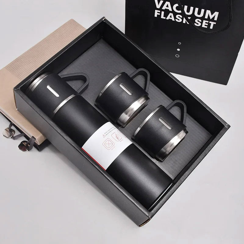 Stainless Steel Vacuum Flask Set – Insulated Thermos With Cups